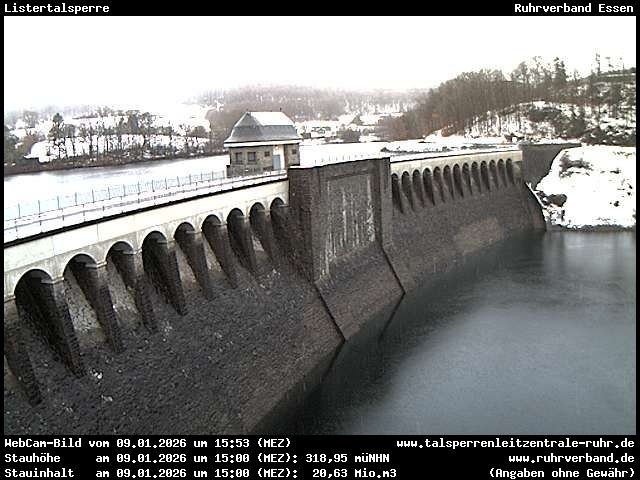 Archiv Foto Webcam Listersee: Listertalsperre Staumauer