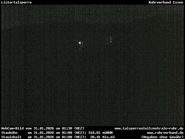 Archiv Foto Webcam Listersee: Listertalsperre Staumauer