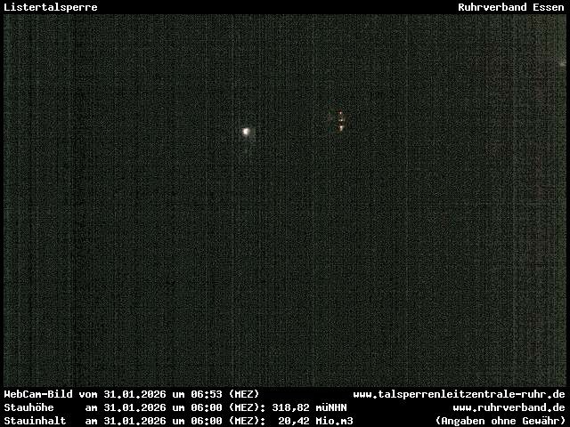 Archiv Foto Webcam Listersee: Listertalsperre Staumauer