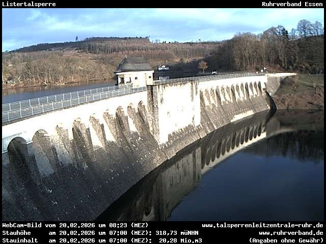 Archiv Foto Webcam Listersee: Listertalsperre Staumauer
