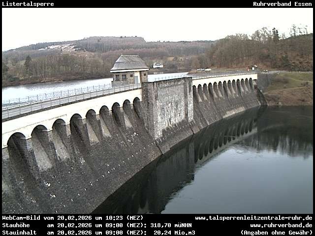 Archiv Foto Webcam Listersee: Listertalsperre Staumauer