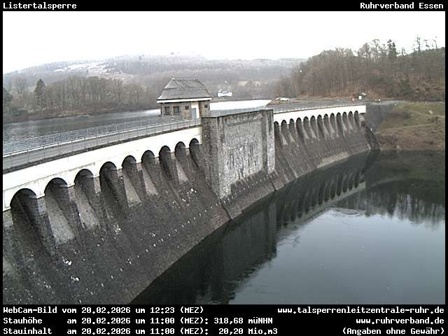 Archiv Foto Webcam Listersee: Listertalsperre Staumauer