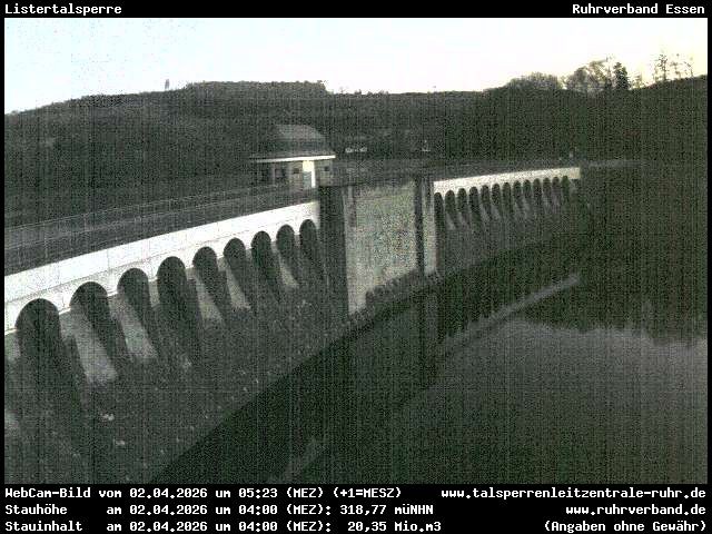 Archiv Foto Webcam Listersee: Listertalsperre Staumauer