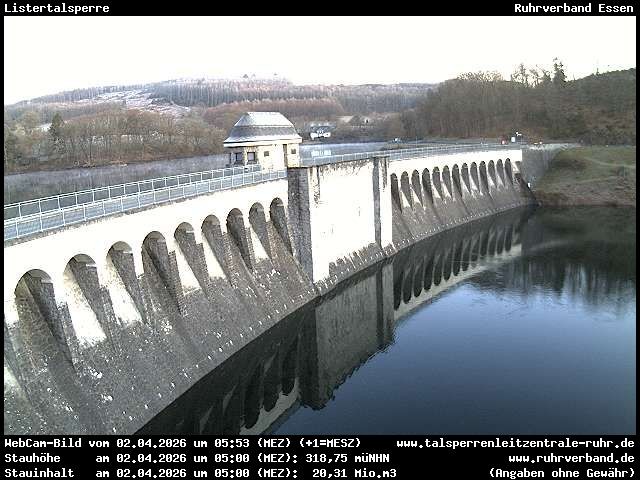 Archiv Foto Webcam Listersee: Listertalsperre Staumauer