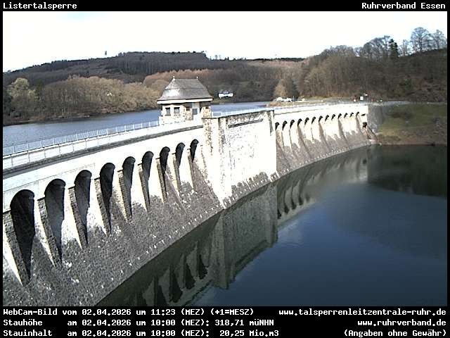 Archiv Foto Webcam Listersee: Listertalsperre Staumauer