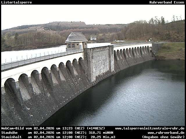 Archiv Foto Webcam Listersee: Listertalsperre Staumauer