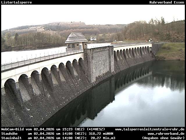 Archiv Foto Webcam Listersee: Listertalsperre Staumauer