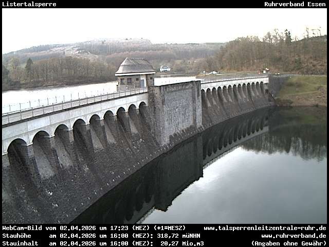 Archiv Foto Webcam Listersee: Listertalsperre Staumauer