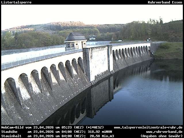Archiv Foto Webcam Listersee: Listertalsperre Staumauer