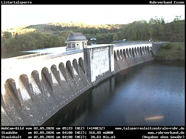 Archiv Foto Webcam Listersee: Listertalsperre Staumauer