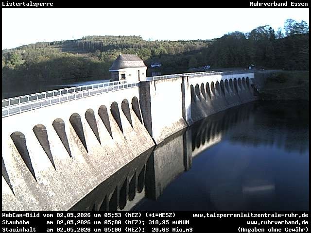 Archiv Foto Webcam Listersee: Listertalsperre Staumauer