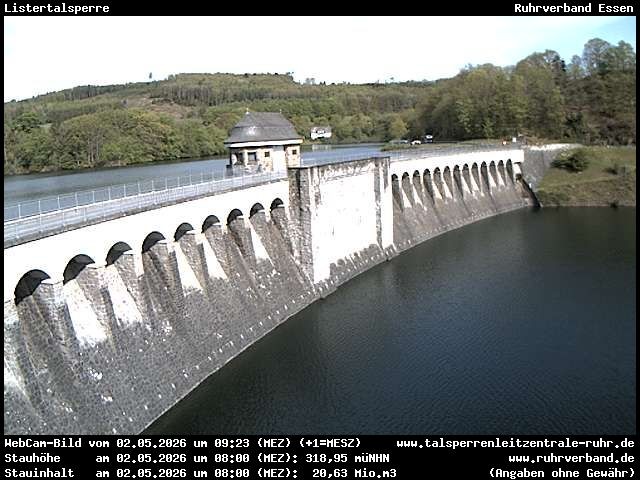 Archiv Foto Webcam Listersee: Listertalsperre Staumauer