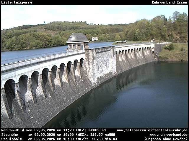Archiv Foto Webcam Listersee: Listertalsperre Staumauer