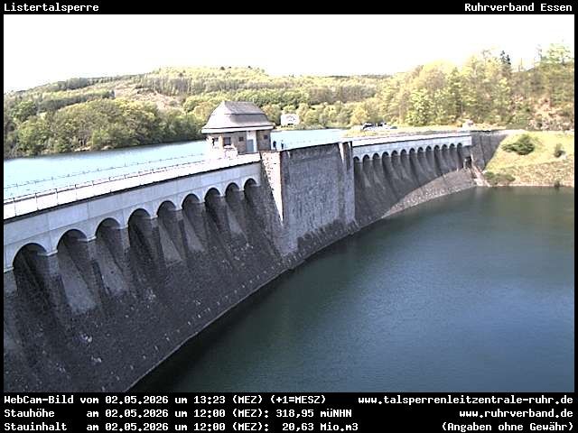 Archiv Foto Webcam Listersee: Listertalsperre Staumauer