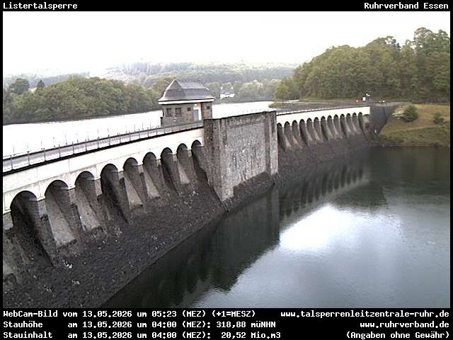 Archiv Foto Webcam Listersee: Listertalsperre Staumauer