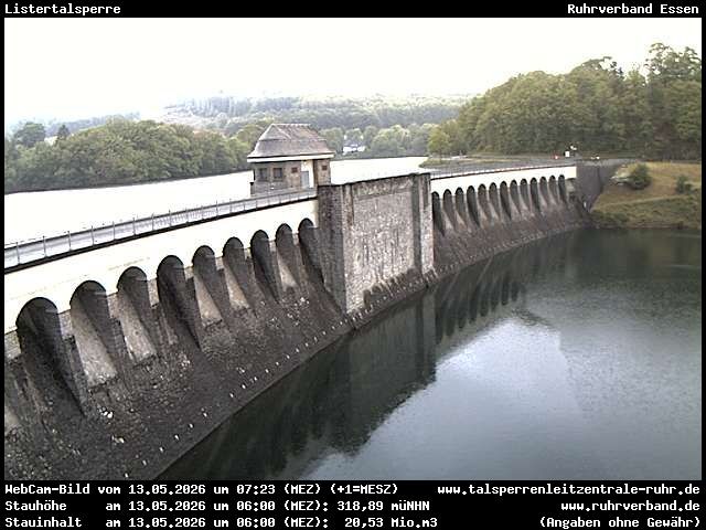 Archiv Foto Webcam Listersee: Listertalsperre Staumauer