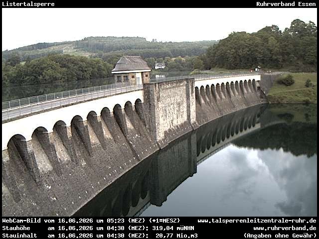 Archiv Foto Webcam Listersee: Listertalsperre Staumauer