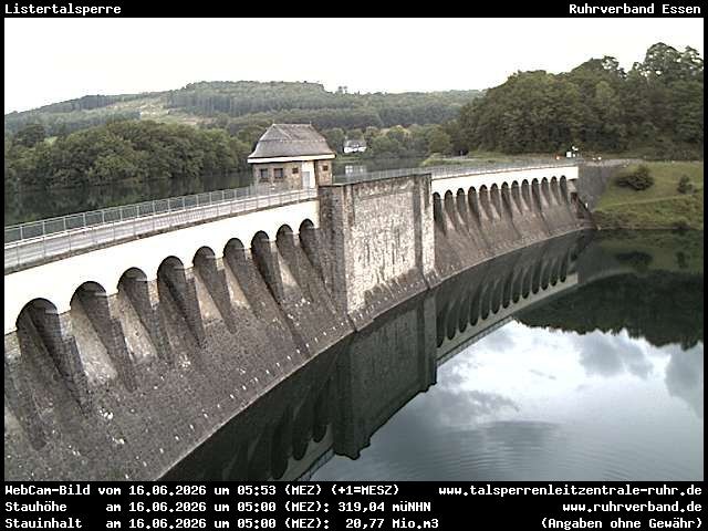 Archiv Foto Webcam Listersee: Listertalsperre Staumauer