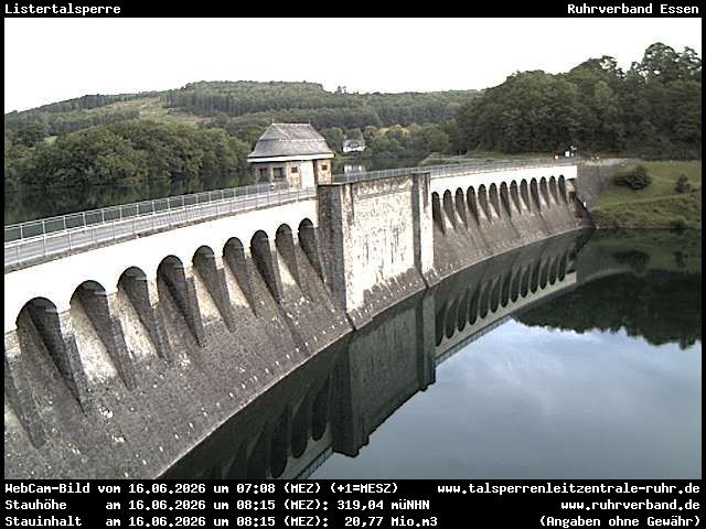 Archiv Foto Webcam Listersee: Listertalsperre Staumauer