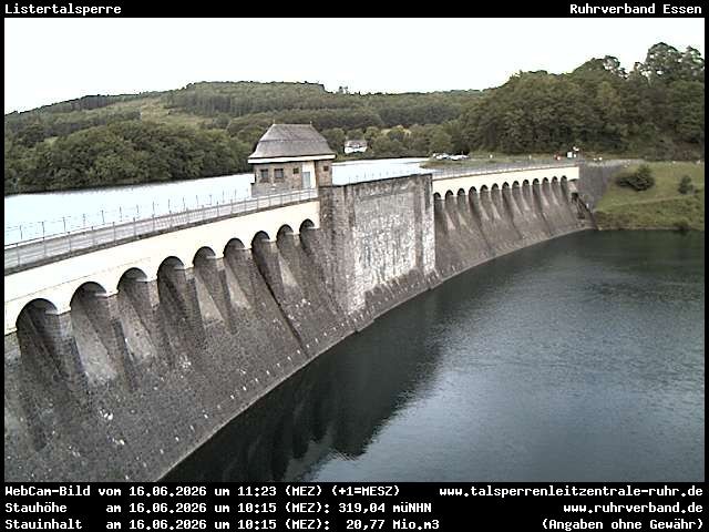 Archiv Foto Webcam Listersee: Listertalsperre Staumauer