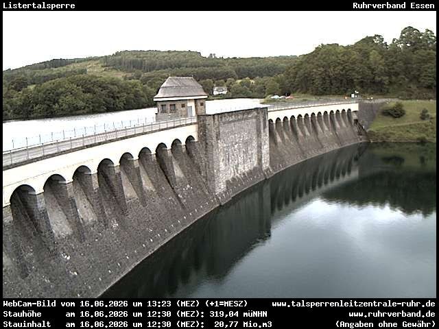 Archiv Foto Webcam Listersee: Listertalsperre Staumauer