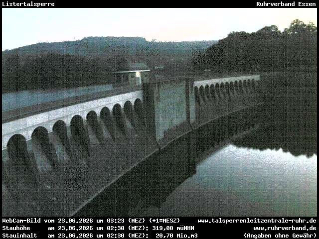 Archiv Foto Webcam Listersee: Listertalsperre Staumauer