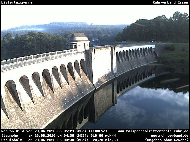 Archiv Foto Webcam Listersee: Listertalsperre Staumauer