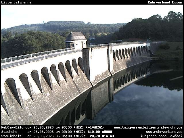 Archiv Foto Webcam Listersee: Listertalsperre Staumauer