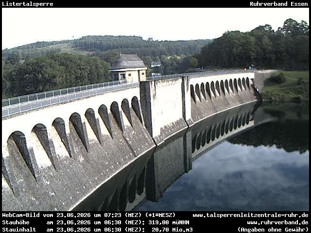 Archiv Foto Webcam Listersee: Listertalsperre Staumauer