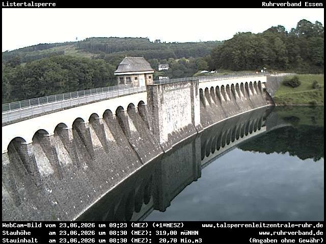 Archiv Foto Webcam Listersee: Listertalsperre Staumauer