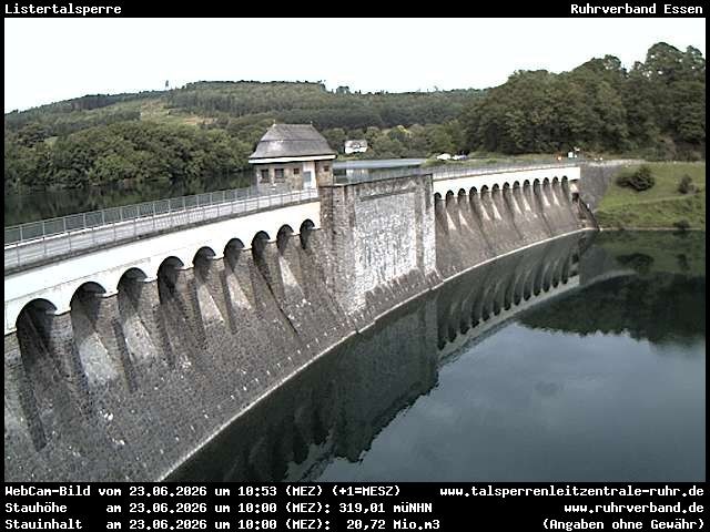 Archiv Foto Webcam Listersee: Listertalsperre Staumauer