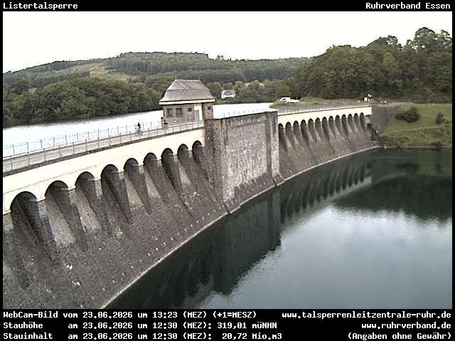 Archiv Foto Webcam Listersee: Listertalsperre Staumauer