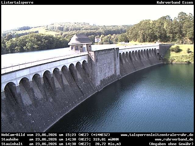Archiv Foto Webcam Listersee: Listertalsperre Staumauer