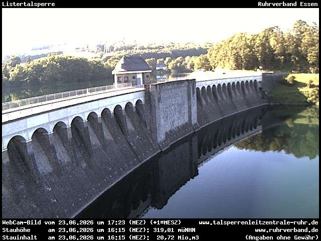 Archiv Foto Webcam Listersee: Listertalsperre Staumauer