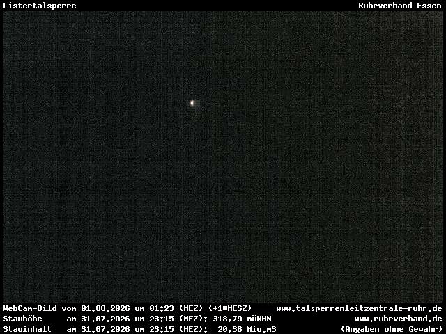 Archiv Foto Webcam Listersee: Listertalsperre Staumauer