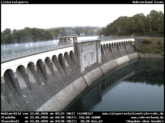 Archiv Foto Webcam Listersee: Listertalsperre Staumauer