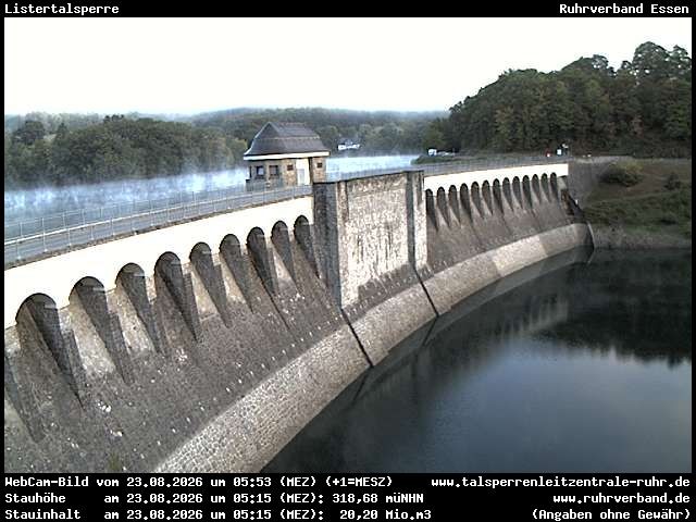 Archiv Foto Webcam Listersee: Listertalsperre Staumauer