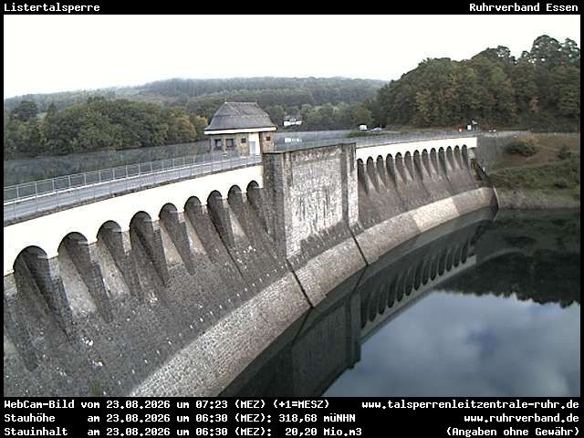 Archiv Foto Webcam Listersee: Listertalsperre Staumauer