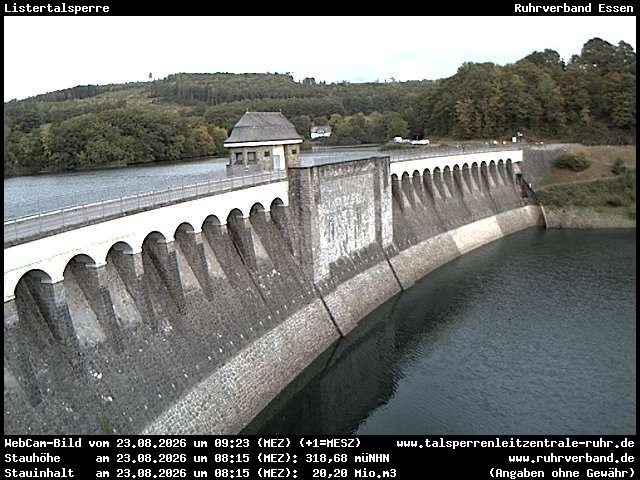 Archiv Foto Webcam Listersee: Listertalsperre Staumauer