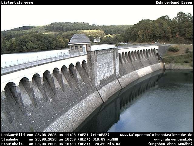 Archiv Foto Webcam Listersee: Listertalsperre Staumauer