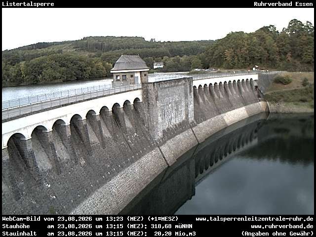 Archiv Foto Webcam Listersee: Listertalsperre Staumauer