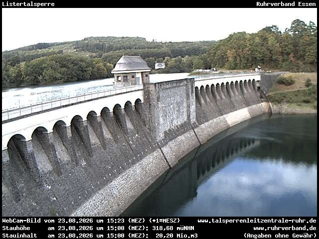 Archiv Foto Webcam Listersee: Listertalsperre Staumauer