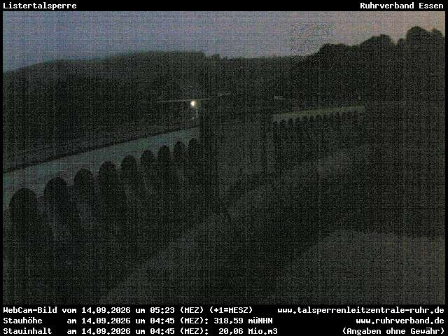 Archiv Foto Webcam Listersee: Listertalsperre Staumauer
