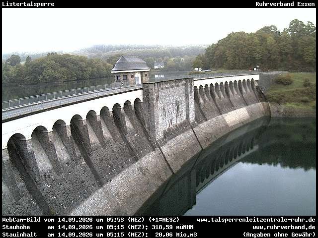Archiv Foto Webcam Listersee: Listertalsperre Staumauer
