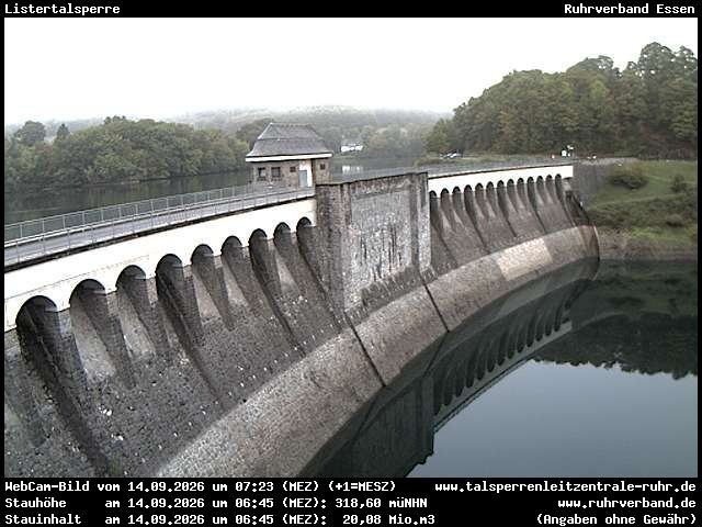 Archiv Foto Webcam Listersee: Listertalsperre Staumauer