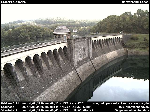 Archiv Foto Webcam Listersee: Listertalsperre Staumauer