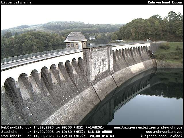Archiv Foto Webcam Listersee: Listertalsperre Staumauer