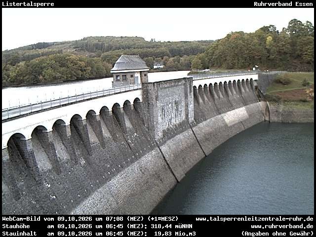 Archiv Foto Webcam Listersee: Listertalsperre Staumauer