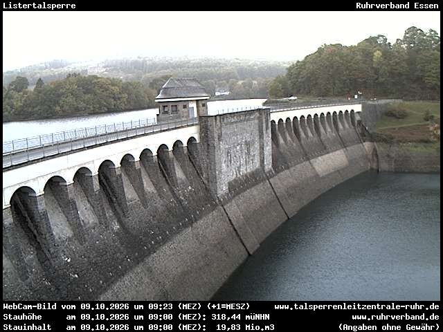 Archiv Foto Webcam Listersee: Listertalsperre Staumauer