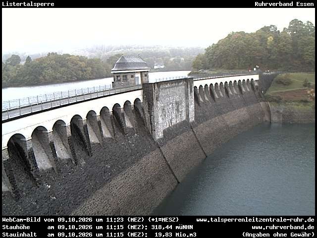 Archiv Foto Webcam Listersee: Listertalsperre Staumauer
